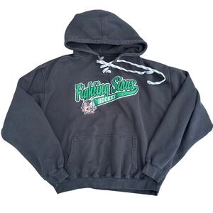 Signature Fighting Sioux Hockey Hoodie Mens 2XL Black Skate Lace Sweatshirt UND